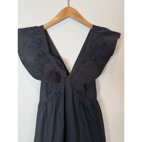NWT Mott50 Serena Ruffle V-Neck Maxi Dress Sun Protection Black Sz Small - Picture 3 of 12